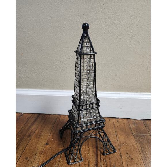 Eiffel Tower Blown Glass and Metal Table Lamp Paris French Travel - Picture 2 of 11